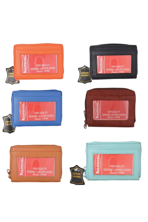 Wholesale Leather Palm Size Accordion Style Credit Card ID Wallet Assorted Colors