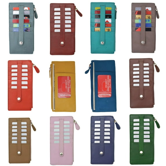 Wholesale Leather Thin Vertical Stacker Card Case Wallet with ID Window Multiple Colors