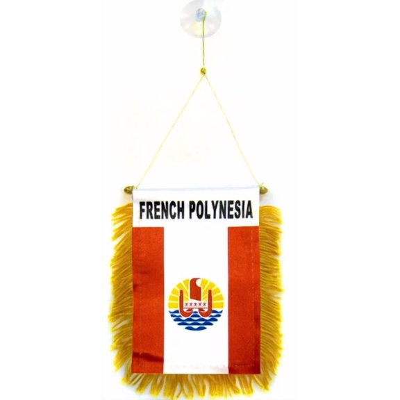 Wholesale Lot 3 French Polynesia Mini Flag 4"X6" Window Banner W/ Suction Cup