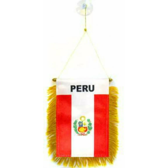 Wholesale Lot 3 Peru Mini Flag 4"X6" Window Banner W/ Suction Cup