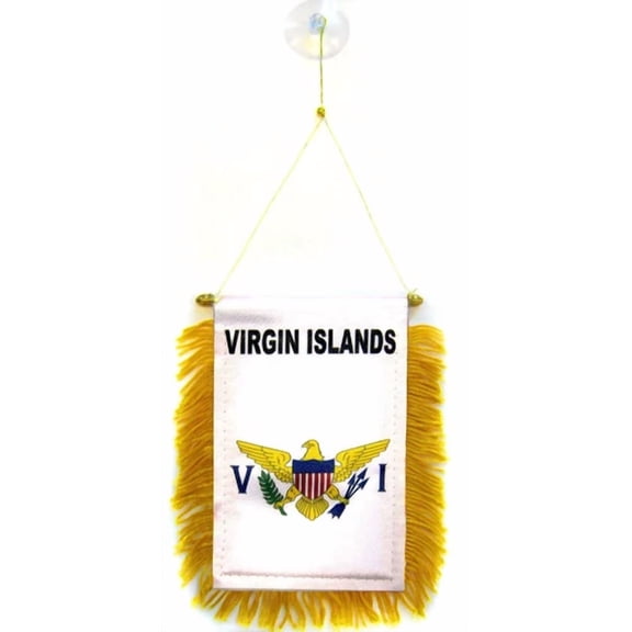 Wholesale Lot 3 Virgin Islands Mini Flag 4"X6" Window Banner W/ Suction Cup