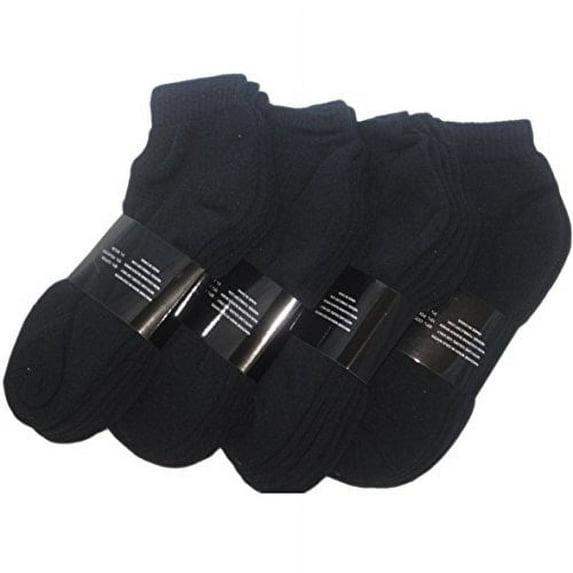 Wholesale Lot 48 Pairs Men's Sport Socks Ankle/Quarter Crew Athletic Socks (Black, 9-11)
