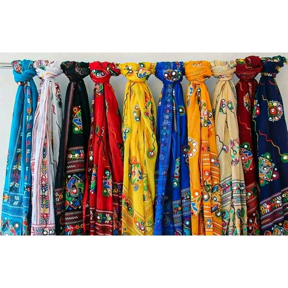 Wholesale Lot Of 1 TO 100 Pcs Indian Wedding Phulkari Dupatta Multi Color Dupatta Stole / Hand Embroidered Cotton Phulkari Dupatta