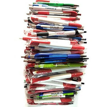 Wholesale Lot of 100 Misprint Ink Pens Ball Point Plastic Retractable Pens Mixed