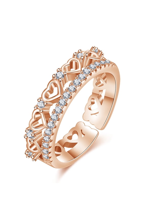 Wholesale Love Ring Sweet Open Copper Inlaid Zircon Index Finger Small Fresh