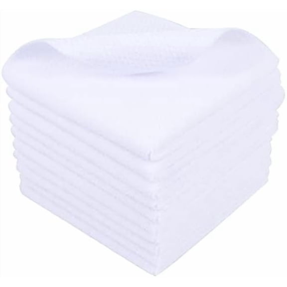 Wholesale Microfiber Dish Cloth Best Kitchen Cloths Cleaning Cloths with Poly Scour Side 12Inchx12Inch 10 Pack White