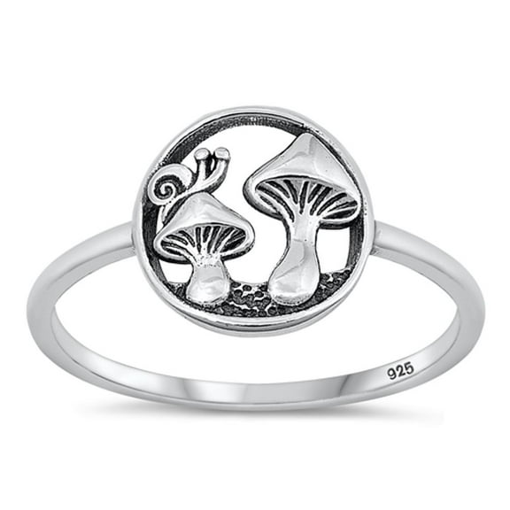 Wholesale Mushroom Ring .925 High Polished Sterling Silver Band Jewelry Female Male Unisex Size 8
