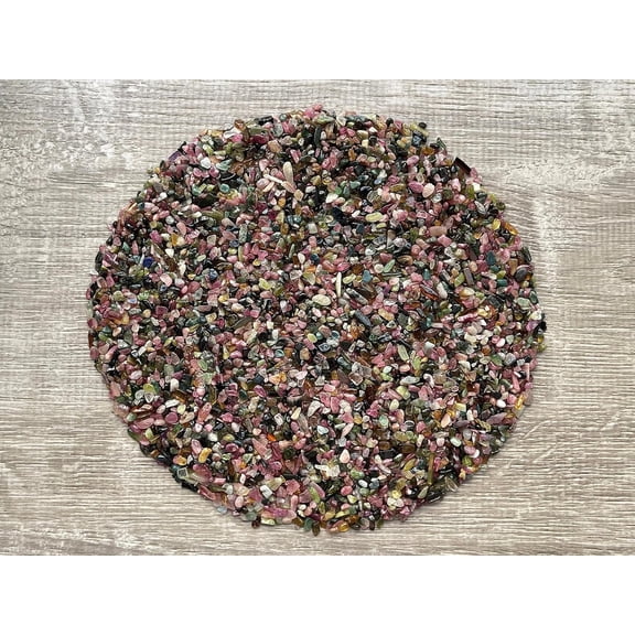 Wholesale Natural Semi Tumbled Rainbow Tourmaline Gemstone Chips, Crushed Mini Crystals, Undrilled Crystal Chips (Rainbow Tourmaline, 3 Pounds)