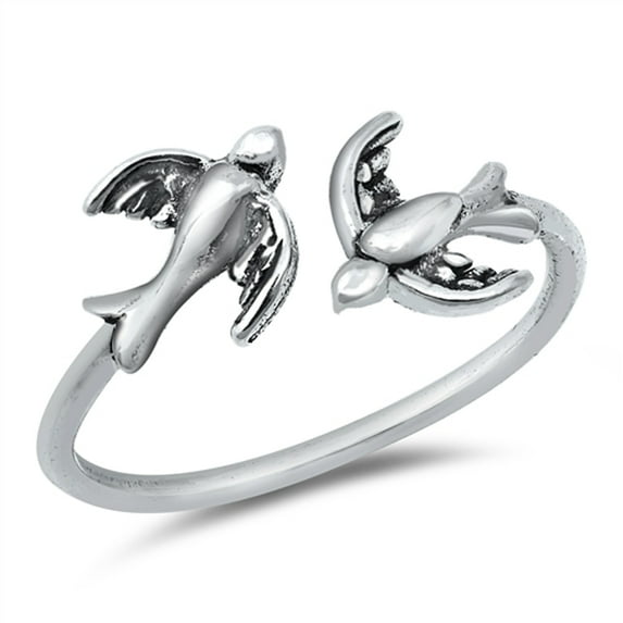 Wholesale Open Double Bird Animal Ring .925 Sterling Silver Band Jewelry Female Male Unisex Size 8