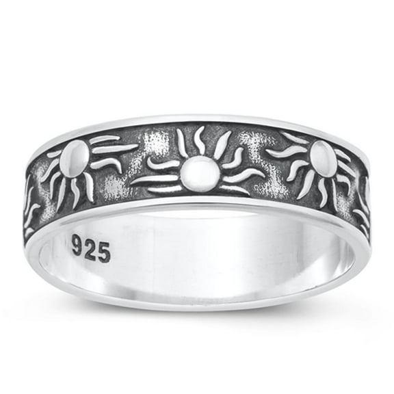Wholesale Oxidized Sun Ring .925 Sunshine Sterling Silver Band Jewelry Female Male Unisex Size 8