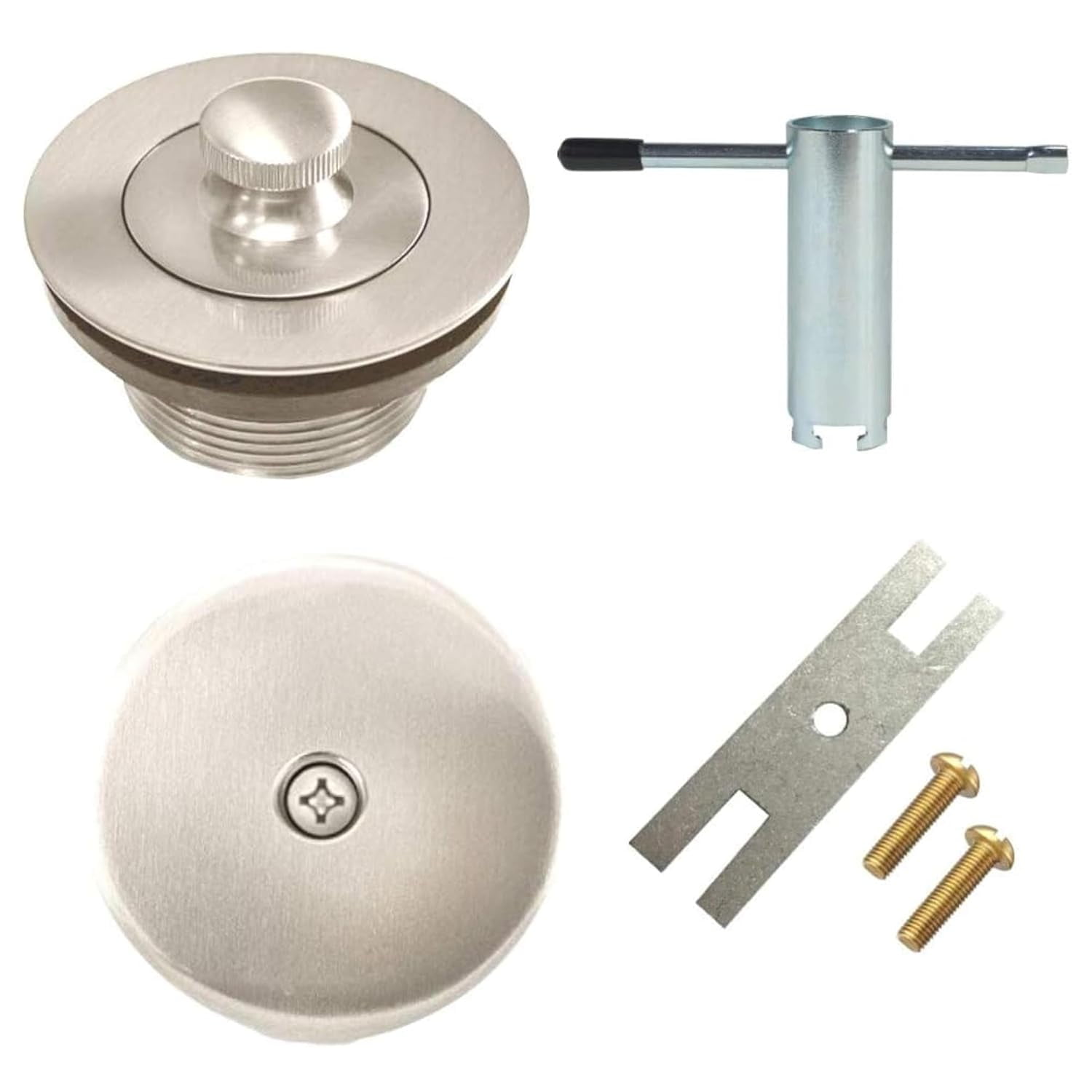 Wholesale Plumbing Supply Lift and Turn Tub Drain Kit Assembly, Brushed Nickel
