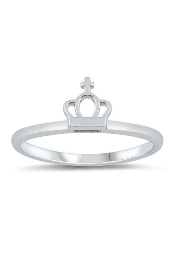 Wholesale Religious Crown Cross Ring .925 Sterling Silver Band Jewelry Female Male Unisex Size 4