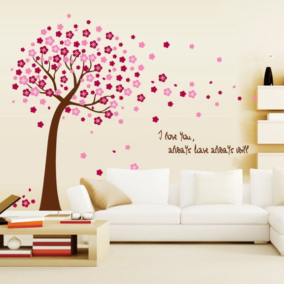 Wholesale Removable Wall Decals - Creative Pink Peach Blossom Tree Self-Adhesive Wall Stickers AY9026 (Bulk Packaging)