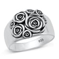thumbnail image 1 of Wholesale Roses Ring .925 Oxidized Flowers Sterling Silver Band Jewelry Female Male Unisex Size 10, 1 of 4