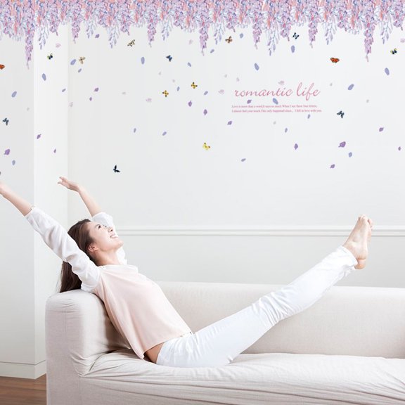 Wholesale SK9009 Romantic Wisteria Baseboard Wall Sticker for Bedroom Living Room Entryway Corner Decor