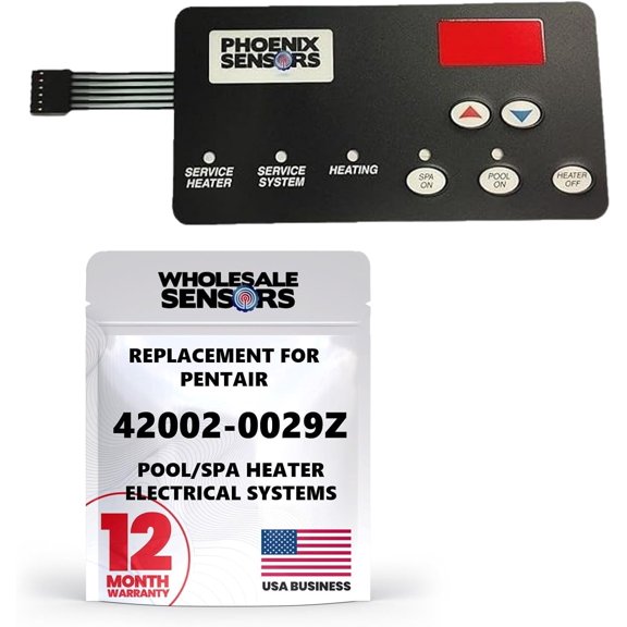 Wholesale Sensors Compatible Replacement for Pentair 42002-0029Z Switch Membrane Compatible with Sta-Rite Max-E-Therm Pool and Spa Heater Electrical Systems 12 Month Warranty