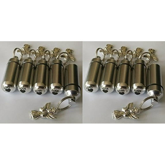 Wholesale Set of 10 - Silver Angel Cremation Urn Keepsakes Engraved with Hearts - Includes 10 Velvet Pouches & Fill Kit