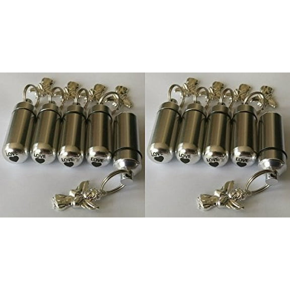 Wholesale Set of 10 - Silver Angel Cremation Urn Keepsakes Engraved with Hearts - Includes 10 Velvet Pouches & Fill Kit