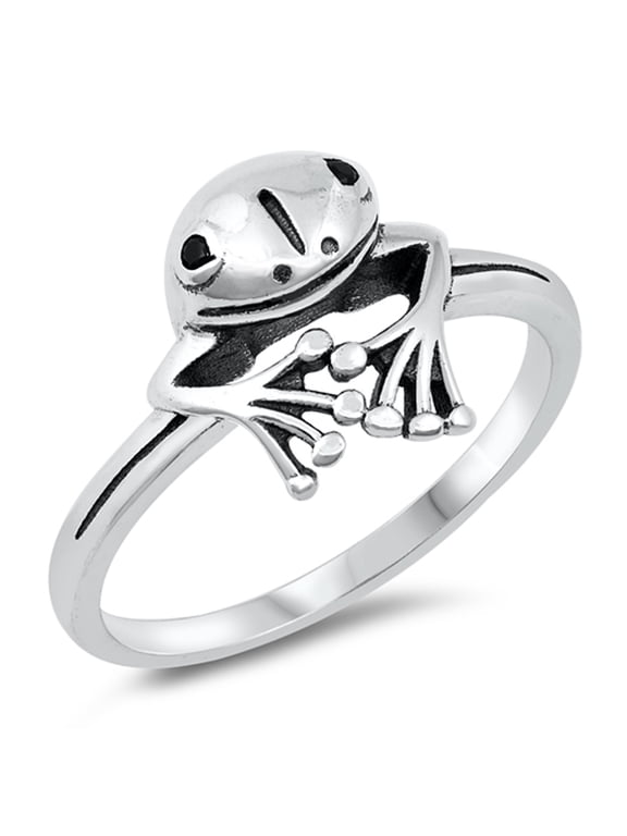 Wholesale Smiling Treefrog Animal Frog Ring .925 Sterling Silver Band Jewelry Female Male Size 10
