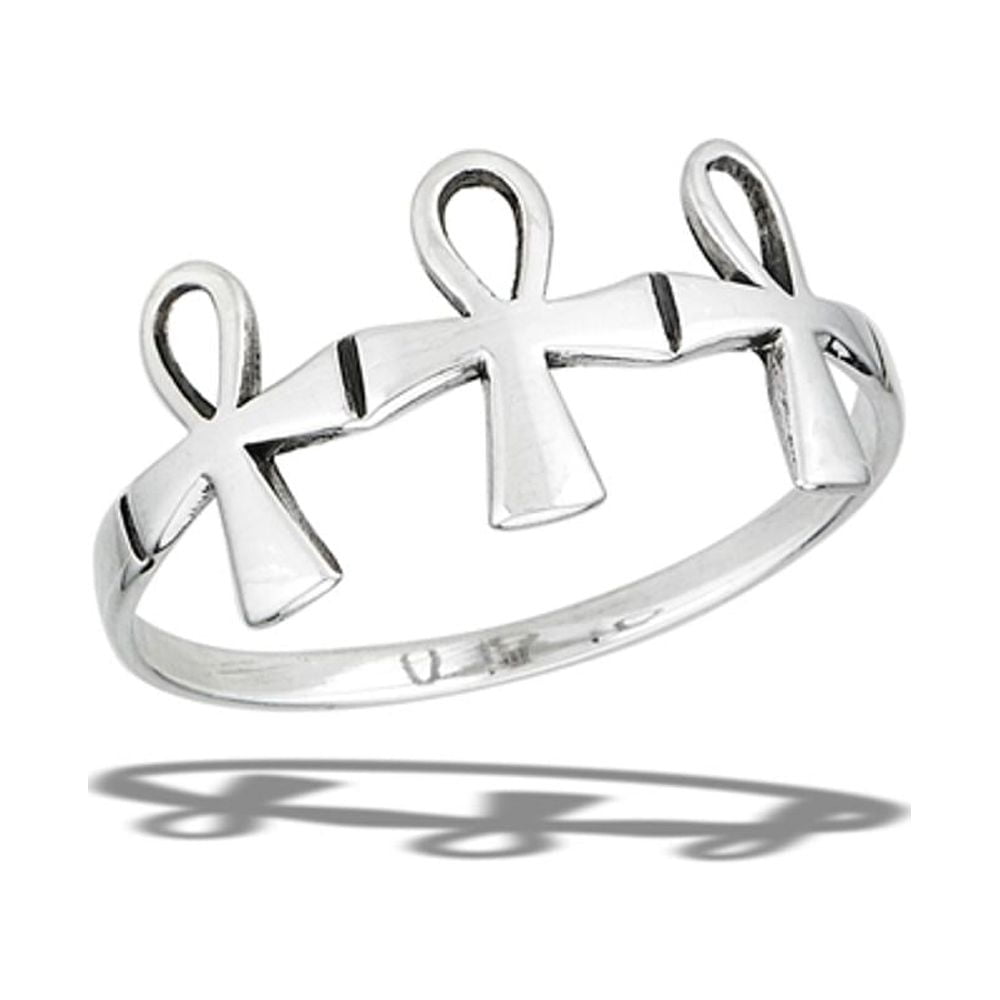 Sterling Silver Triple Ankh Ring Sterling Silver Triple Ankh Ring