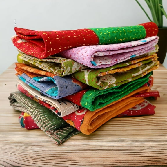 Wholesale Vintage 10 PC Kantha Napkin Kitchen Towels Table Decor Napkin 100% Cotton Napkin Handmade Napkin Inch Peinted Home Decor Napkin Bohemian Kantha Napkins