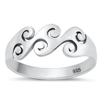 Wholesale Waves Ring .925 Sterling Silver Beach Band Jewelry Female Male Unisex Size 4
