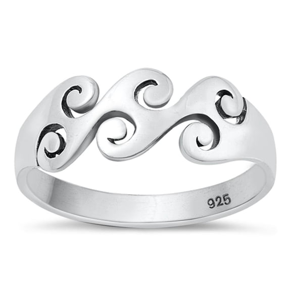 Wholesale Waves Ring .925 Sterling Silver Beach Band Jewelry Female Male Unisex Size 5