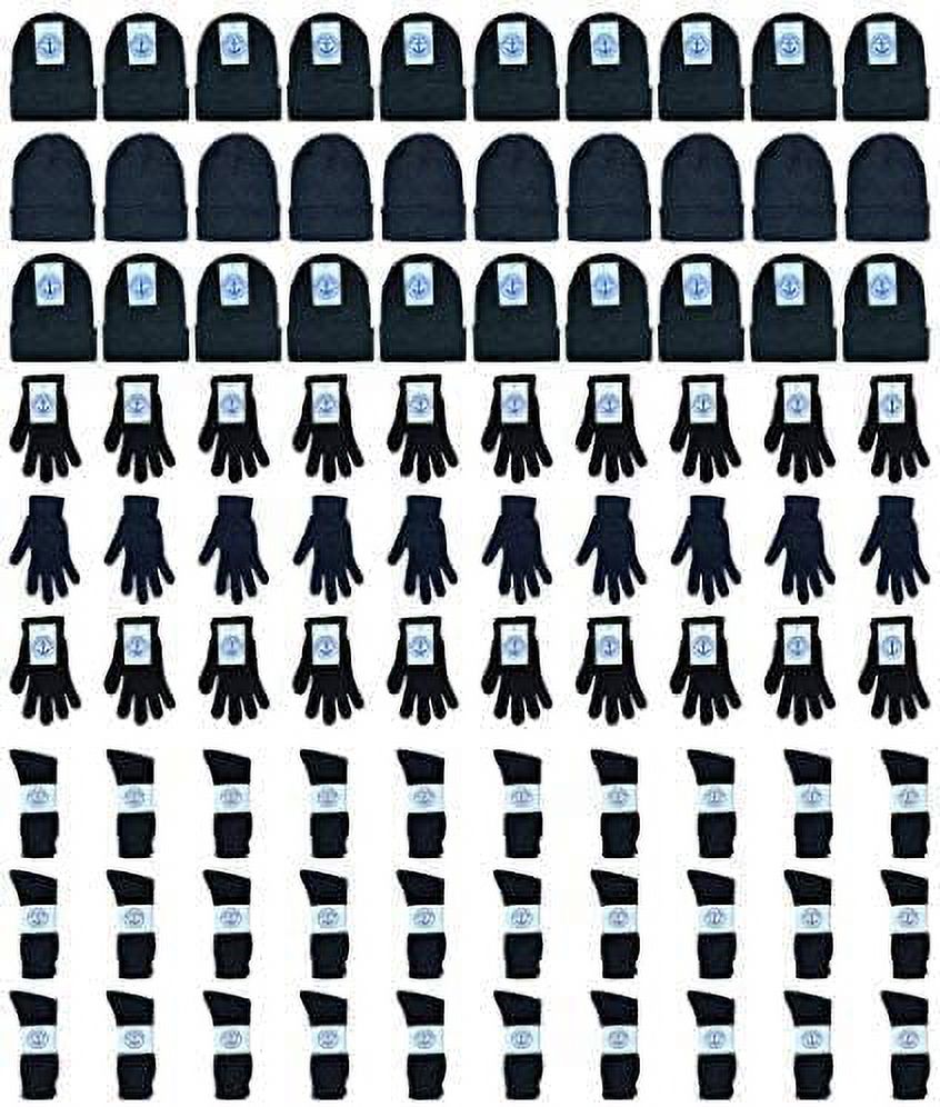 Wholesale Winter Care Combo Set, 3 Pack Bulk Socks Hat and Glove Set