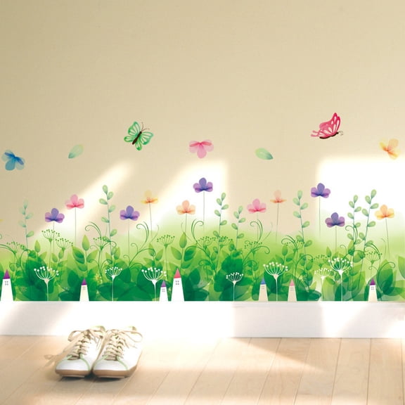 Wholesale XL7183 Romantic Floral Baseboard Wall Sticker for Living Room Decor - Removable & Self-Adhesive