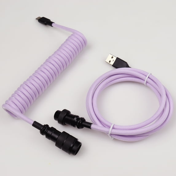 Wholesale Z Shape PET Double Sleeved Mechanical Keyboard Coiled Type -C USB 2.0 Standard Cable With GX16 Aviator
