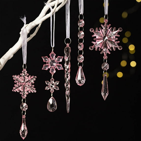 Wholesale karymi 5pcs Colorful Christmas Decoration Simulation Snowflake Ice Bar Pendant-Christmas Tree Ice Pendant Bedroom Decor Weekly flyer Savings Week