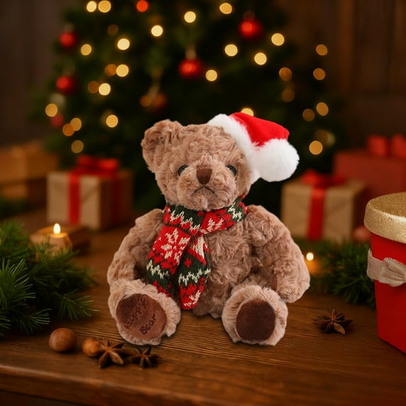 Wholesale karymi Christmas Teddy Bear Doll 7.87x3.94x2.76 Inch Brown Plushs Toys with Santa Hat Holiday Decoration Gift Living Room Decor Wholesale Shop All Savings