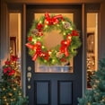 thumbnail image 1 of Wholesale karymi Flower Wreath Christmas Door Knocker for Front Door Indoor and Outdoor Winter Door Knocker with Christmas Ball Red Fruit Pines Cones Bow Christmas Decorations Living Room Decor, 1 of 6