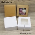 thumbnail image 1 of Wholesale of 10 latest gift packaging boxes with window white/kraft paper boxes, party matching candy gift bags 8x8x4cm white window, 1 of 6