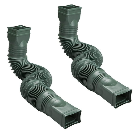 WholesalePlumbing Supply 2-Pack Green Flexible Downspout Extension Gutter Connector Rainwater Drainage,FD-85011-2PK