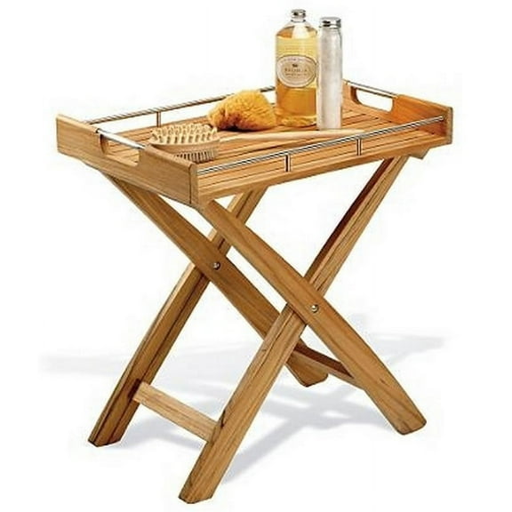 WholesaleTeak Grade A Teak Wood Butler Tray / Side Table #WMAXBT