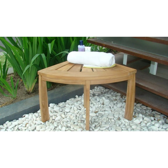 WholesaleTeak Outdoor Patio Grade-A All Teak Wood Corner Seat Shower Bench / Stool #WMAXCSAT