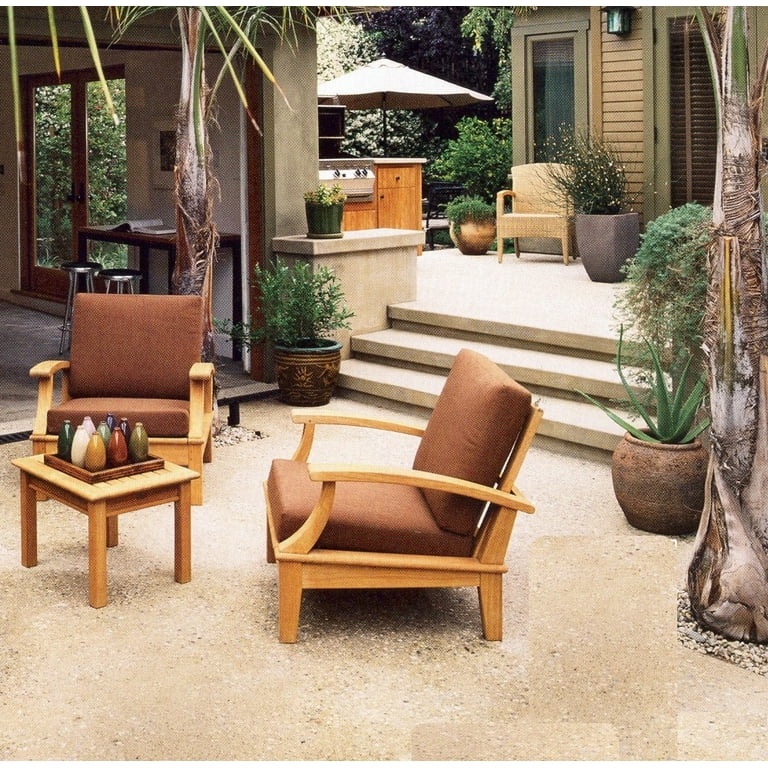 WholesaleTeak Outdoor Patio Grade A Teak Wood 3 Piece Teak Sofa Chair Set 2 Lounge Chairs and 1 Side Table Furniture only Somer Collection