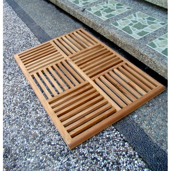 WholesaleTeak Outdoor Patio Grade-A Teak Wood 36"x24.5" Basket Weave Door / Shower/ Spa / Bath Floor Mat #WMAXBWFM