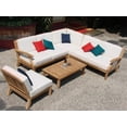 thumbnail image 1 of WholesaleTeak Outdoor Patio Grade-A Teak Wood 5 Piece Teak Sectional Sofa Set - 2 Love Seats, 1 Lounge Chair, 1 Corner Pc & 1 Coffee Table--Furniture only-- Samurai collection #WMSSSSM2, 1 of 5