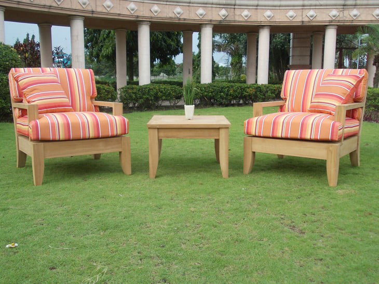 WholesaleTeak Outdoor Patio Grade-A Teak Wood Atnas 3 Piece Teak Sofa Lounge Chair Set -2 Lounge Chairs and 1 Side/ End Table - Furniture only #WMSSAT2 - image 1 of 4