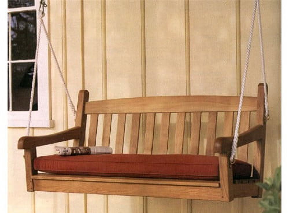 Teak Wood Hanging Porch Swing with Sunbrella Cushion