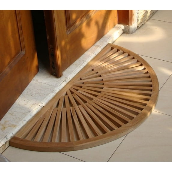 WholesaleTeak Outdoor Patio Grade-A Teak Wood Sun Burst Door / Shower/ Spa / Bath Floor Mat (34x17) #WMAXSBFM