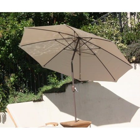 WholesaleTeak Outdoor Patio Wooden / Aluminum Large 9 Feet Round Market Umbrella w/ Tilt & Pulley System in regular Fabric OR Sunbrella Fabric (Choose correct option) #WMAXUM9PR