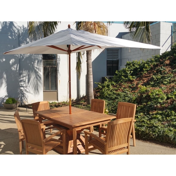 WholesaleTeak Outdoor Patio Wooden Rectangle Umbrella  (6.5' X 10') in regular Fabric OR Sunbrella Fabric  (Choose correct option)  #WMAXUM10PR