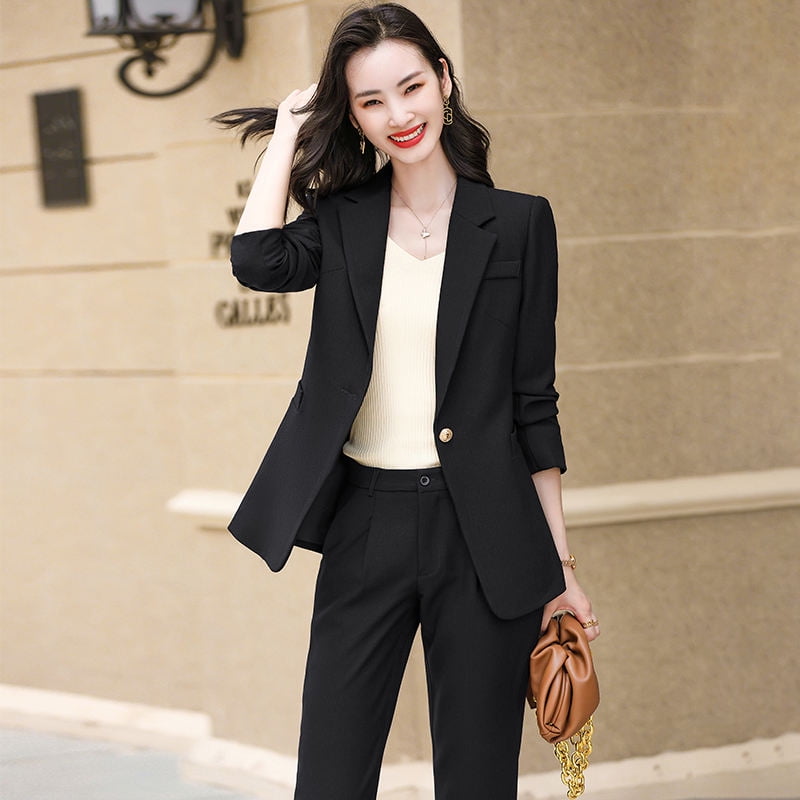 Wholesales Black High-quality two-Piece Suit Set Business Single Button ...