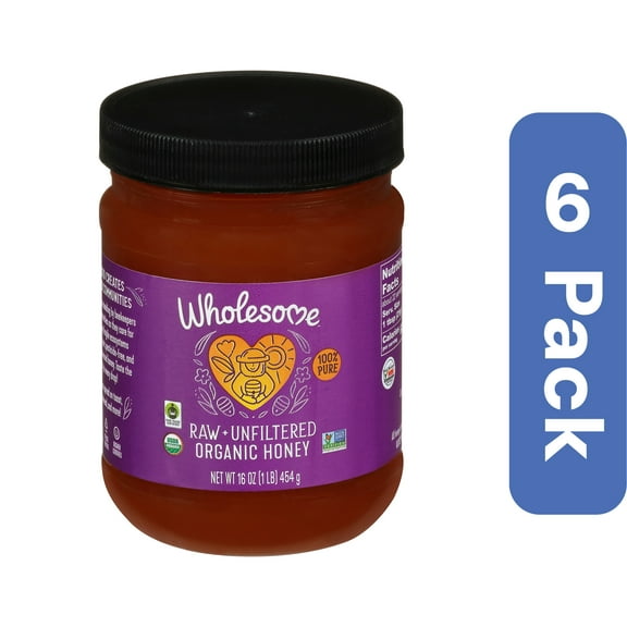 Wholesome Filtered Raw Organic Honey 16 oz (Pack Of 6)
