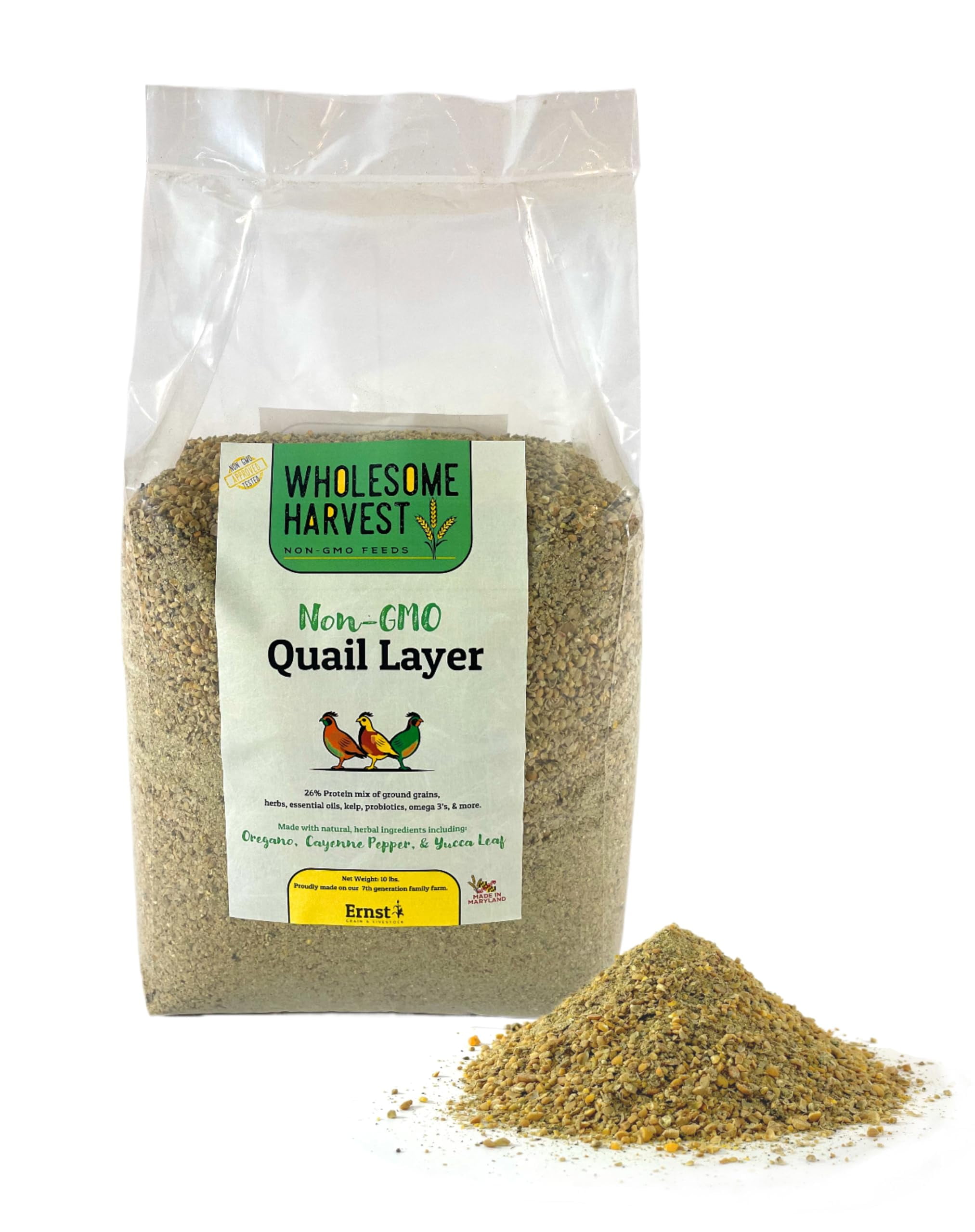View of Wholesome Harvest Non-GMO TWE5 Quail Layer Feed 26% - Premium 10 lb ...