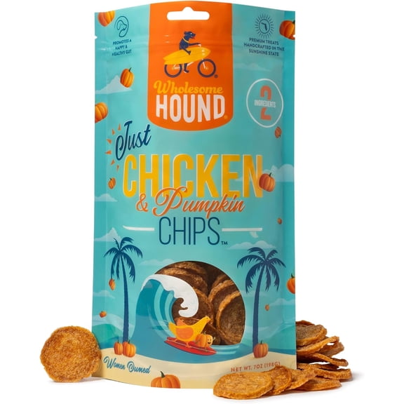 Wholesome Hound Chicken Chips Dog Treats, 7 oz, Single Ingredient Air-Dried Chicken Treats