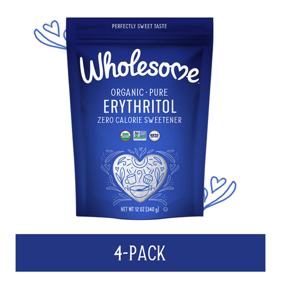Wholesome Organic Erythritol, Sugar Replacement, 12oz, 4-Pack
